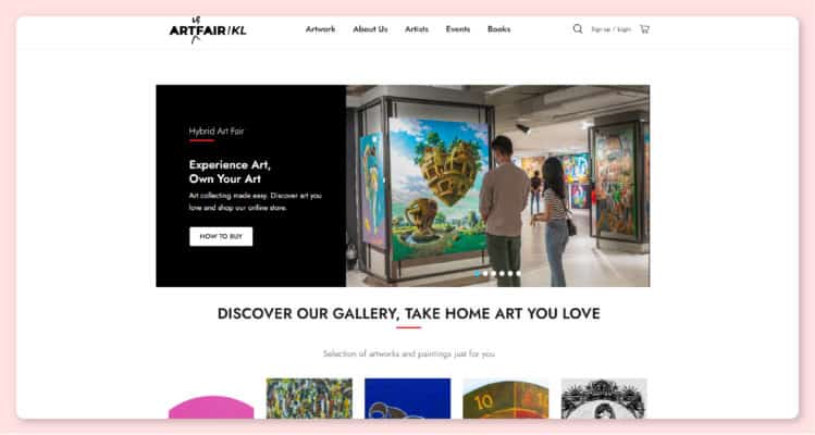 flow digital ecommerce website portfolio in art gallery and sales