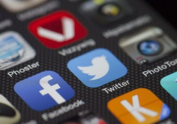 social media apps close up